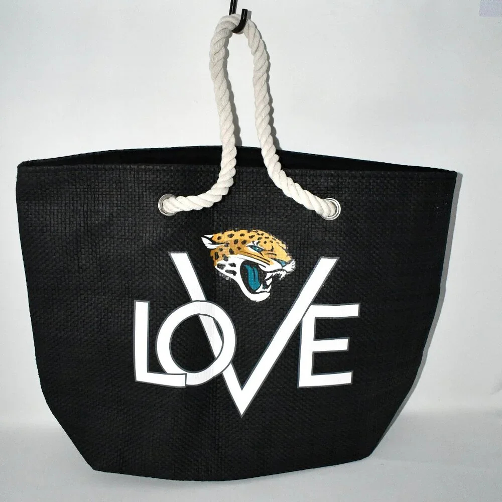 Littlearth NCAA Love Tote Jacksonville Jaguars, Eco-Friendly Woven Paper Bag, NW